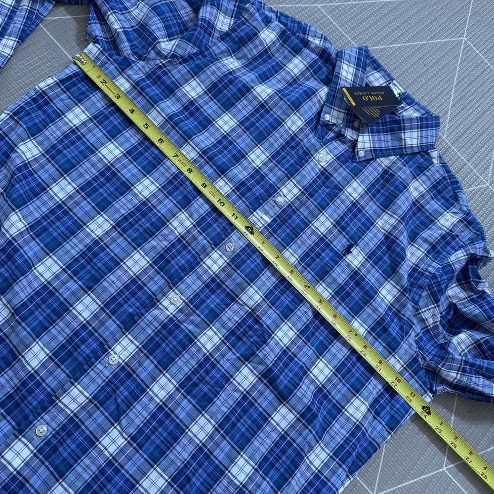 NEW Polo Ralph Lauren‎ Classic Fit Performance Button Down Size Large Blue Plaid